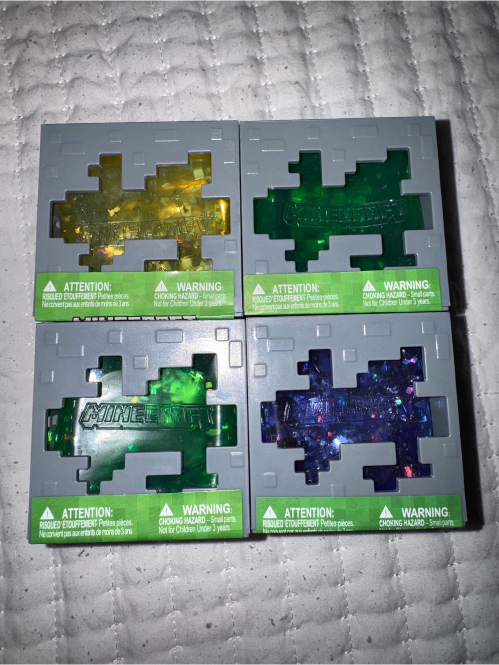 Minecraft Collectible Jelly Cubes - Yellow, Green & Purple/Blue - Set of 4
